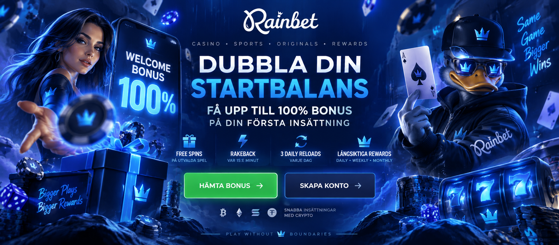 RainBet bonus – dubbla starten och bygg vidare med rewards